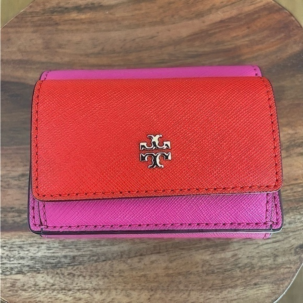 Tory Burch Red and Pink Trifold Wallet